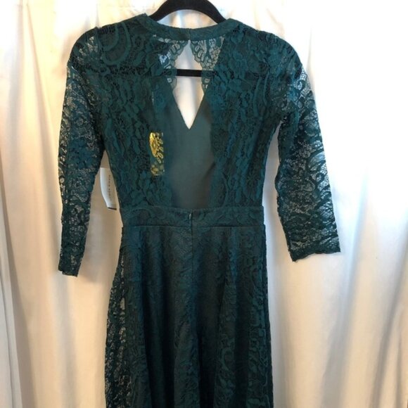 ALEXIA ADMOR V-Neck Lace Fit & Flare Dress Cutout Back Green XS NWT - Picture 6 of 8